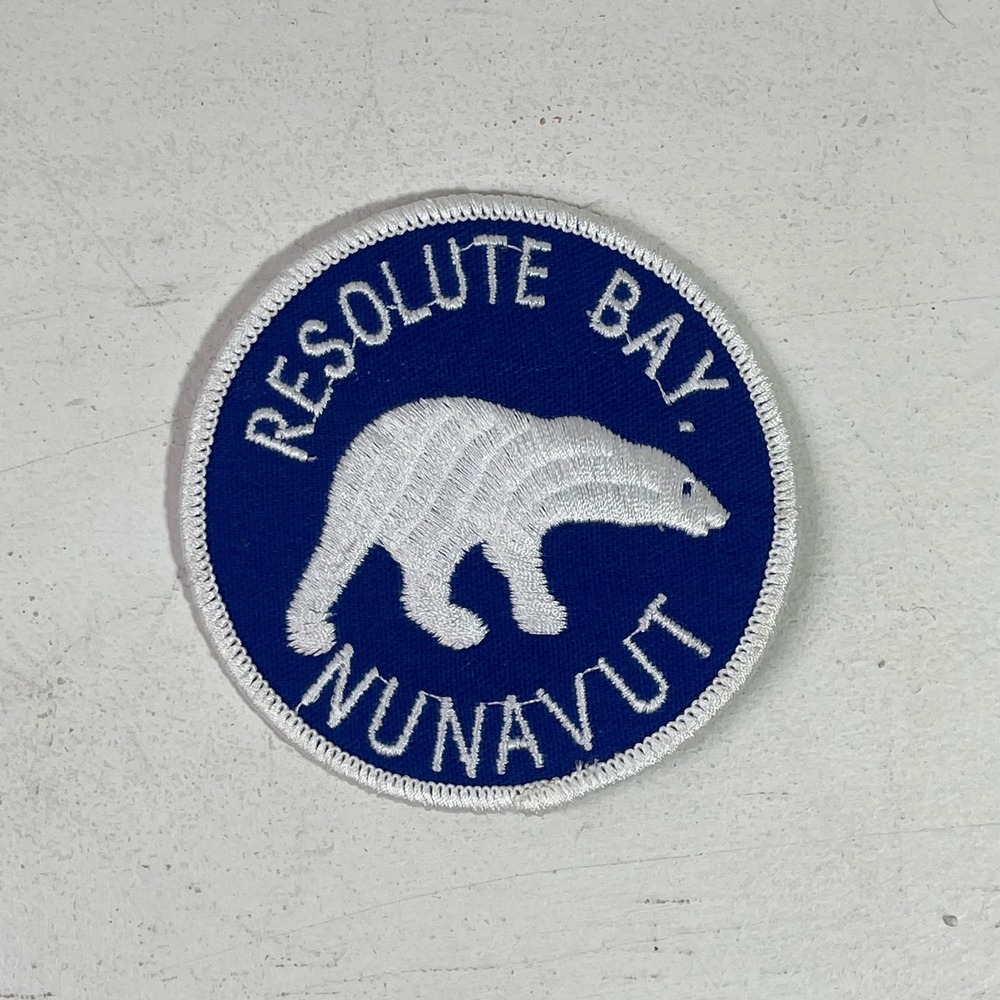 Resolute Bay Nunavut Polar Bear Embroidered Patch Sew On Blue White 3 inch